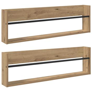 Magazinregal mit Regal 2 Stk. Artisan-Eiche 100 x 12 x 30 cm