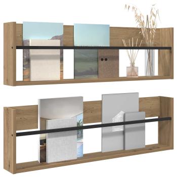 Magazinregal mit Regal 2 Stk. Artisan-Eiche 100 x 12 x 30 cm