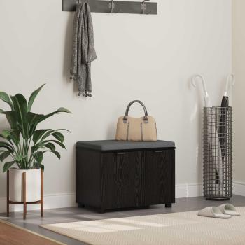 ARDEBO.de - Flurbank mit Kissen mit Regal Schwarze Eiche 60 x 38 x 46 cm