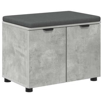 Flurbank mit Kissen mit Regal mit Tür Betongrau 60 x 38 x 46 cm