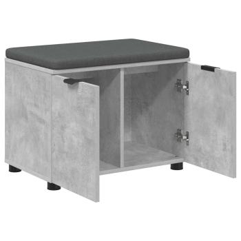 Flurbank mit Kissen mit Regal mit Tür Betongrau 60 x 38 x 46 cm