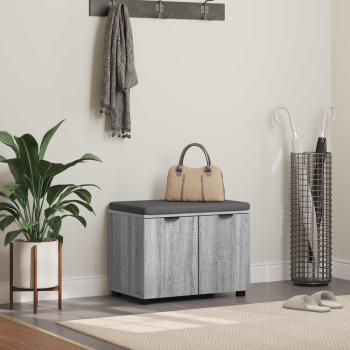 ARDEBO.de - Flurbank mit Kissen mit Regal Graues Sonoma 60 x 38 x 46 cm