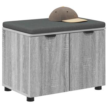 Flurbank mit Kissen mit Regal Graues Sonoma 60 x 38 x 46 cm