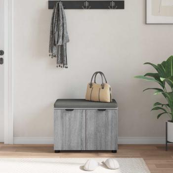 Flurbank mit Kissen mit Regal Graues Sonoma 60 x 38 x 46 cm