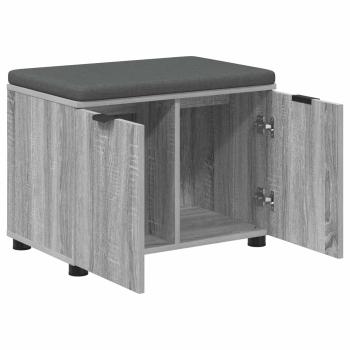 Flurbank mit Kissen mit Regal Graues Sonoma 60 x 38 x 46 cm