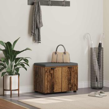 ARDEBO.de - Flurbank mit Kissen mit Regal mit Tür Altholz 60 x 38 x 46 cm