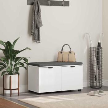 ARDEBO.de - Flurbank mit Kissen mit Regal mit Speicher Weiß 80 x 38 x 46 cm