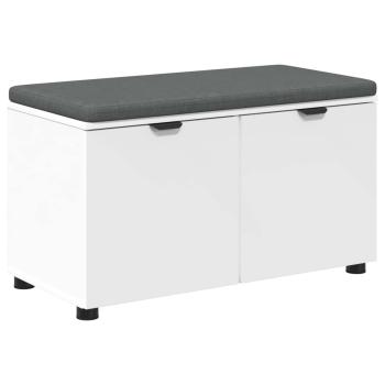 Flurbank mit Kissen mit Regal mit Speicher Weiß 80 x 38 x 46 cm