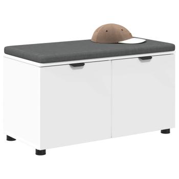 Flurbank mit Kissen mit Regal mit Speicher Weiß 80 x 38 x 46 cm