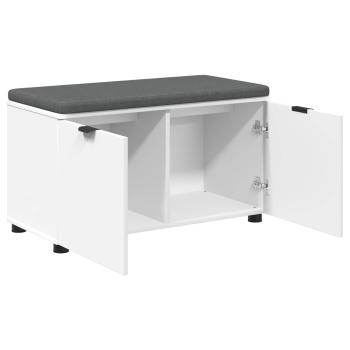 Flurbank mit Kissen mit Regal mit Speicher Weiß 80 x 38 x 46 cm
