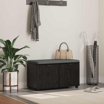 ARDEBO.de - Flurbank mit Kissen mit Regal Schwarze Eiche 80 x 38 x 46 cm