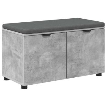 Flurbank mit Kissen mit Regal mit Tür Betongrau 80 x 38 x 46 cm
