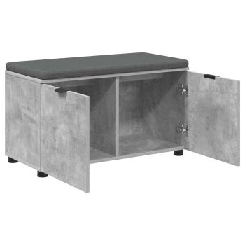 Flurbank mit Kissen mit Regal mit Tür Betongrau 80 x 38 x 46 cm