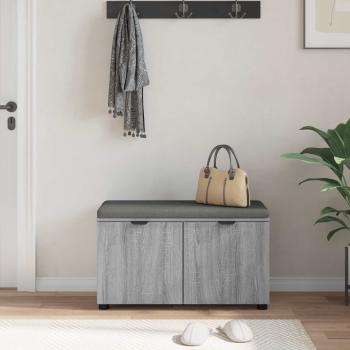 Flurbank mit Kissen mit Regal Graues Sonoma 80 x 38 x 46 cm