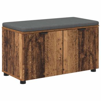 Flurbank mit Kissen mit Regal mit Tür Altholz 80 x 38 x 46 cm