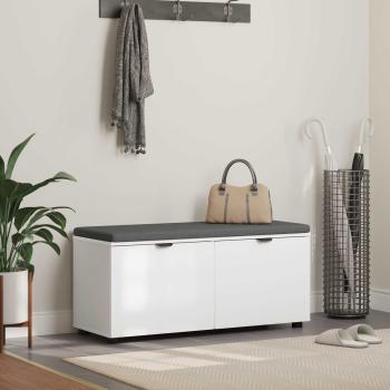 ARDEBO.de - Flurbank mit Kissen mit Regal mit Tür Weiß 100 x 38 x 46 cm