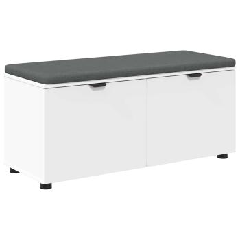 Flurbank mit Kissen mit Regal mit Tür Weiß 100 x 38 x 46 cm