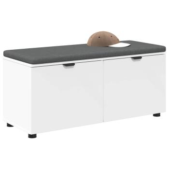Flurbank mit Kissen mit Regal mit Tür Weiß 100 x 38 x 46 cm