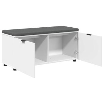 Flurbank mit Kissen mit Regal mit Tür Weiß 100 x 38 x 46 cm