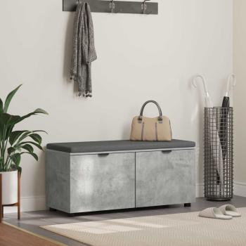 ARDEBO.de - Flurbank mit Kissen mit Regal Betongrau 100 x 38 x 46 cm
