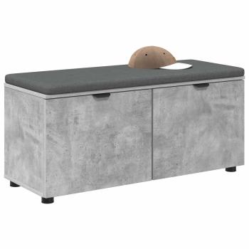 Flurbank mit Kissen mit Regal Betongrau 100 x 38 x 46 cm