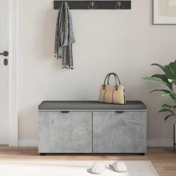 Flurbank mit Kissen mit Regal Betongrau 100 x 38 x 46 cm