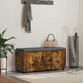 ARDEBO.de - Flurbank mit Kissen mit Tür Geräucherte Eiche 100 x 38 x 46 cm