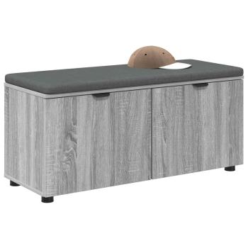 Flurbank mit Kissen mit Regal Graues Sonoma 100 x 38 x 46 cm