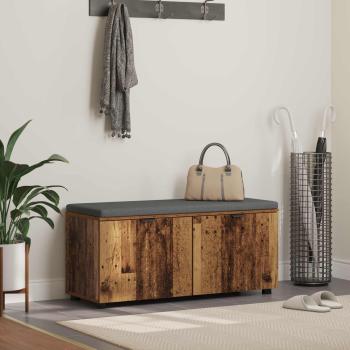 ARDEBO.de - Flurbank mit Kissen mit Regal mit Tür Altholz 100 x 38 x 46 cm