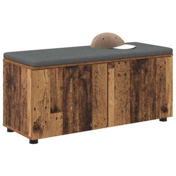 Flurbank mit Kissen mit Regal mit Tür Altholz 100 x 38 x 46 cm