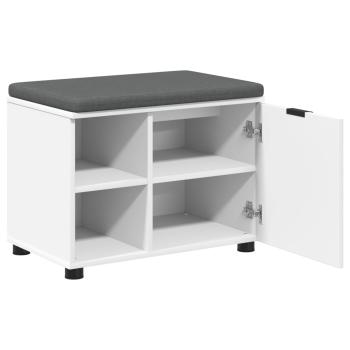 Flurbank mit Kissen mit Regal mit Speicher Weiß 60 x 38 x 46 cm
