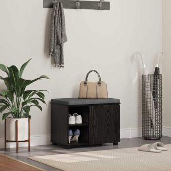 ARDEBO.de - Flurbank mit Kissen mit Regal Schwarze Eiche 60 x 38 x 46 cm