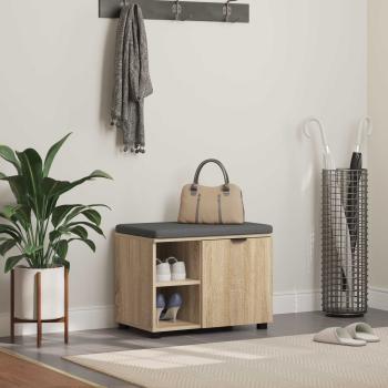 ARDEBO.de - Flurbank mit Kissen mit Regal Sonoma-Eiche 60 x 38 x 46 cm