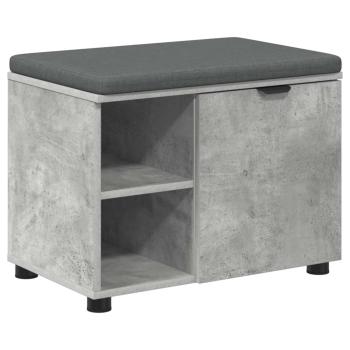 Flurbank mit Kissen mit Regal mit Tür Betongrau 60 x 38 x 46 cm