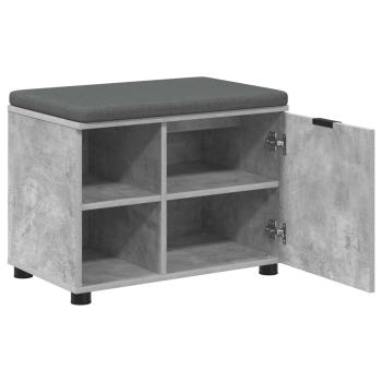 Flurbank mit Kissen mit Regal mit Tür Betongrau 60 x 38 x 46 cm