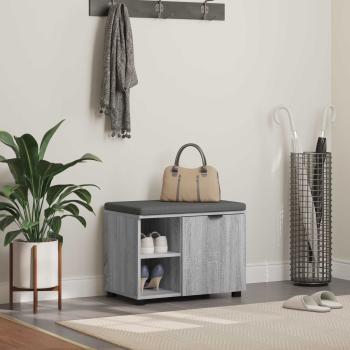 ARDEBO.de - Flurbank mit Kissen mit Regal Graues Sonoma 60 x 38 x 46 cm