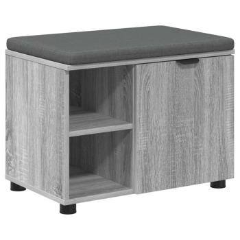 Flurbank mit Kissen mit Regal Graues Sonoma 60 x 38 x 46 cm