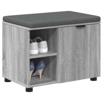 Flurbank mit Kissen mit Regal Graues Sonoma 60 x 38 x 46 cm
