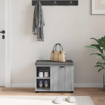 Flurbank mit Kissen mit Regal Graues Sonoma 60 x 38 x 46 cm