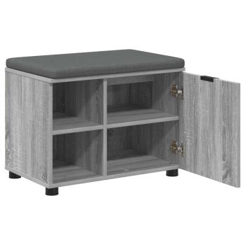 Flurbank mit Kissen mit Regal Graues Sonoma 60 x 38 x 46 cm