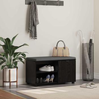 ARDEBO.de - Flurbank mit Kissen mit Regal Schwarze Eiche 80 x 38 x 46 cm