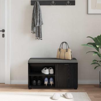 Flurbank mit Kissen mit Regal Schwarze Eiche 80 x 38 x 46 cm