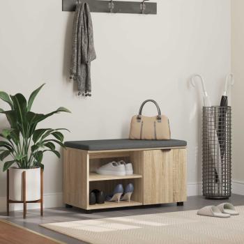 ARDEBO.de - Flurbank mit Kissen mit Regal Sonoma-Eiche 80 x 38 x 46 cm