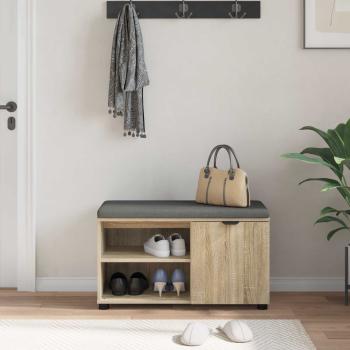 Flurbank mit Kissen mit Regal Sonoma-Eiche 80 x 38 x 46 cm