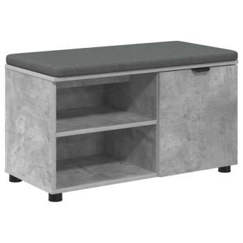 Flurbank mit Kissen mit Regal mit Tür Betongrau 80 x 38 x 46 cm