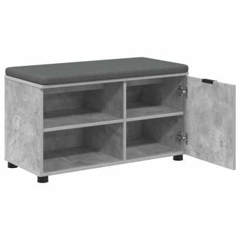 Flurbank mit Kissen mit Regal mit Tür Betongrau 80 x 38 x 46 cm