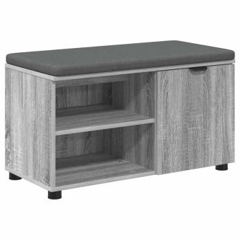 Flurbank mit Kissen mit Regal Graues Sonoma 80 x 38 x 46 cm
