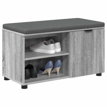 Flurbank mit Kissen mit Regal Graues Sonoma 80 x 38 x 46 cm