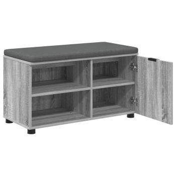 Flurbank mit Kissen mit Regal Graues Sonoma 80 x 38 x 46 cm