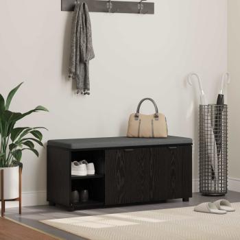 ARDEBO.de - Flurbank mit Kissen mit Regal Schwarze Eiche 100 x 38 x 46 cm